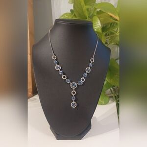 Givenchy Silver and Blue Gem Necklace
